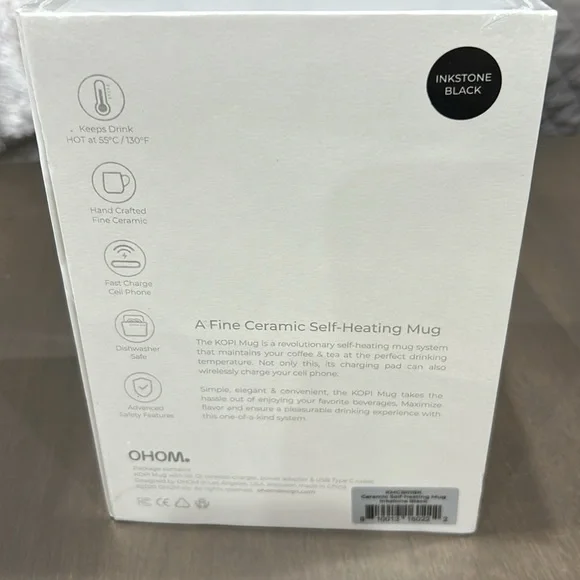 OHOM NEW Sealed boxUi 3 Mug & Warmer Set - Inkstone Black